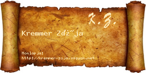 Kremmer Zója névjegykártya